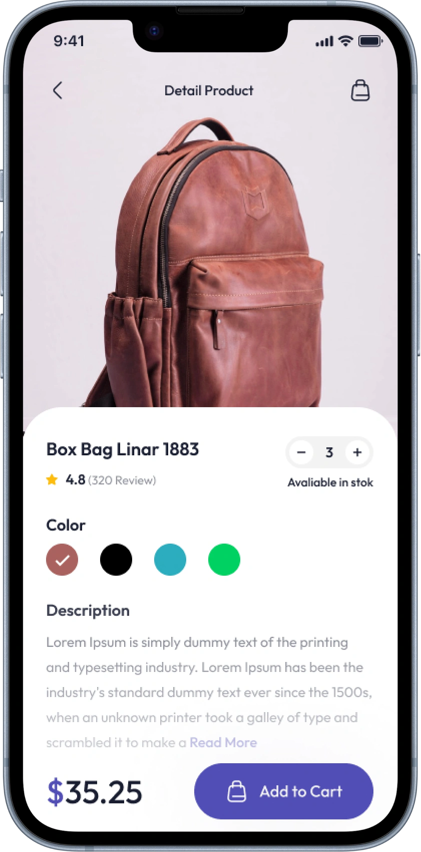 Product detail screen